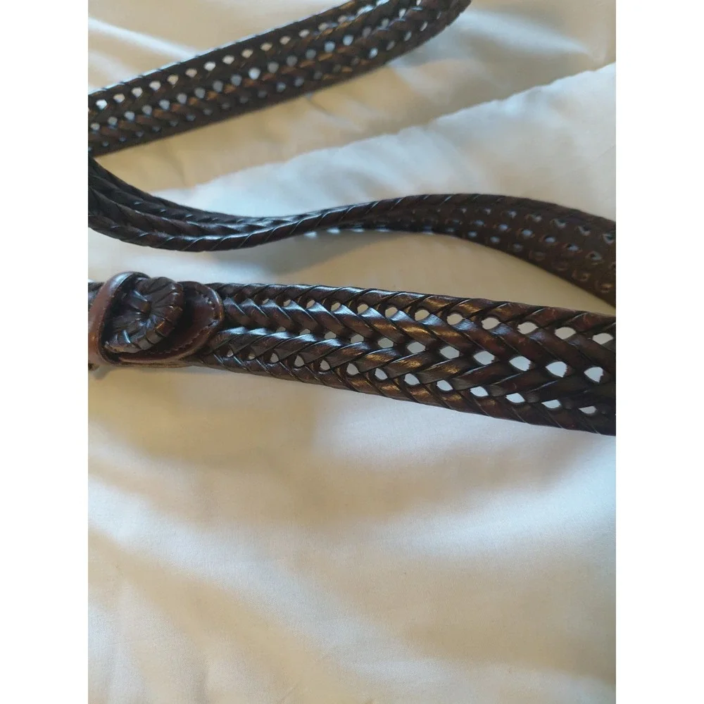 Fossil Brown Mens 42 Braided Leather Brown Adjustable Woven Classic